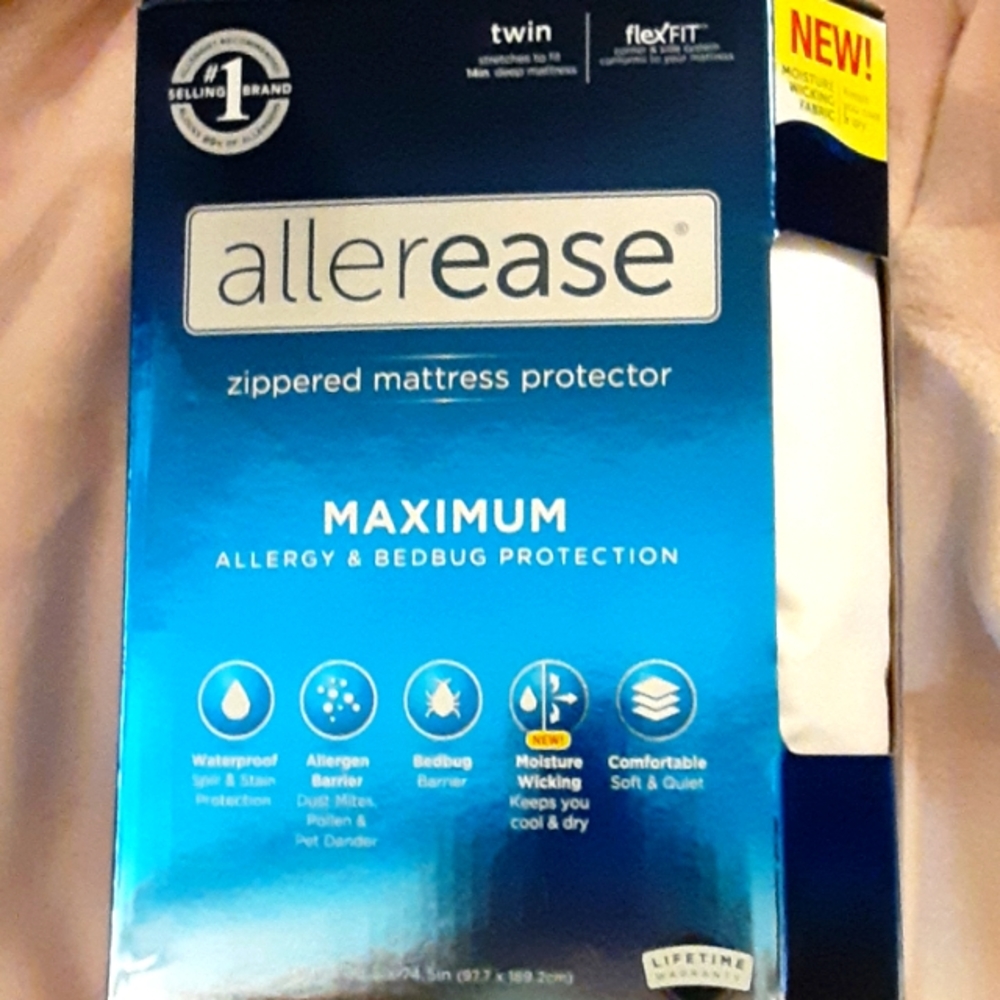 Allerease Maximum Zippered mattress Protector allergy bedbug protect White New…